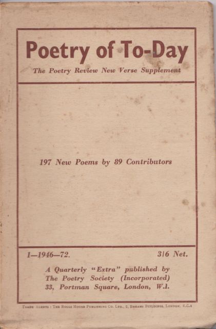 Poetry of Today (Volume 1, 1946 No, 72) editor not stated